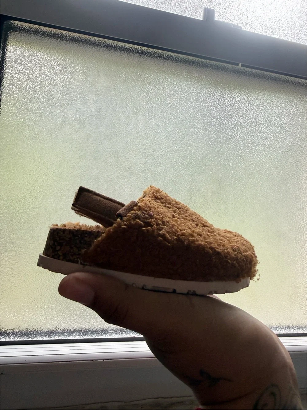 Cozy Brown Sherpa Baby Slippers